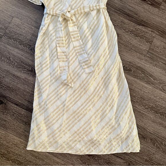 Calypso St Barth Adela One Shoulder Linen Blend Belted Maxi Dress - Picture 2 of 7